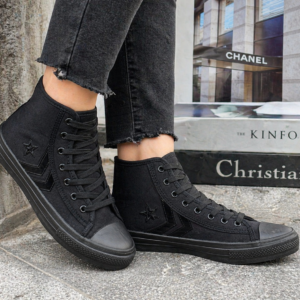 All black ankle boot