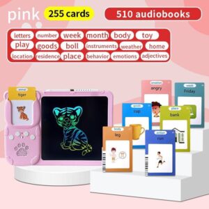 2IN1 WRITING BOARD AND EARLY LEARNING EDUCATIONAL CARD READER DEVICE WITH 255 CARDS 510 AUDIOBOOKS,ALSO SING KIDDIES LULLABY